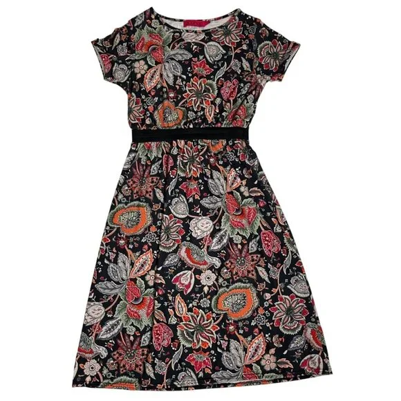 Boohoo | Dresses | Boohoo Dress Womens Blue Red Orange Floral Print Short  Sleeve Elastic Waist | Poshmark